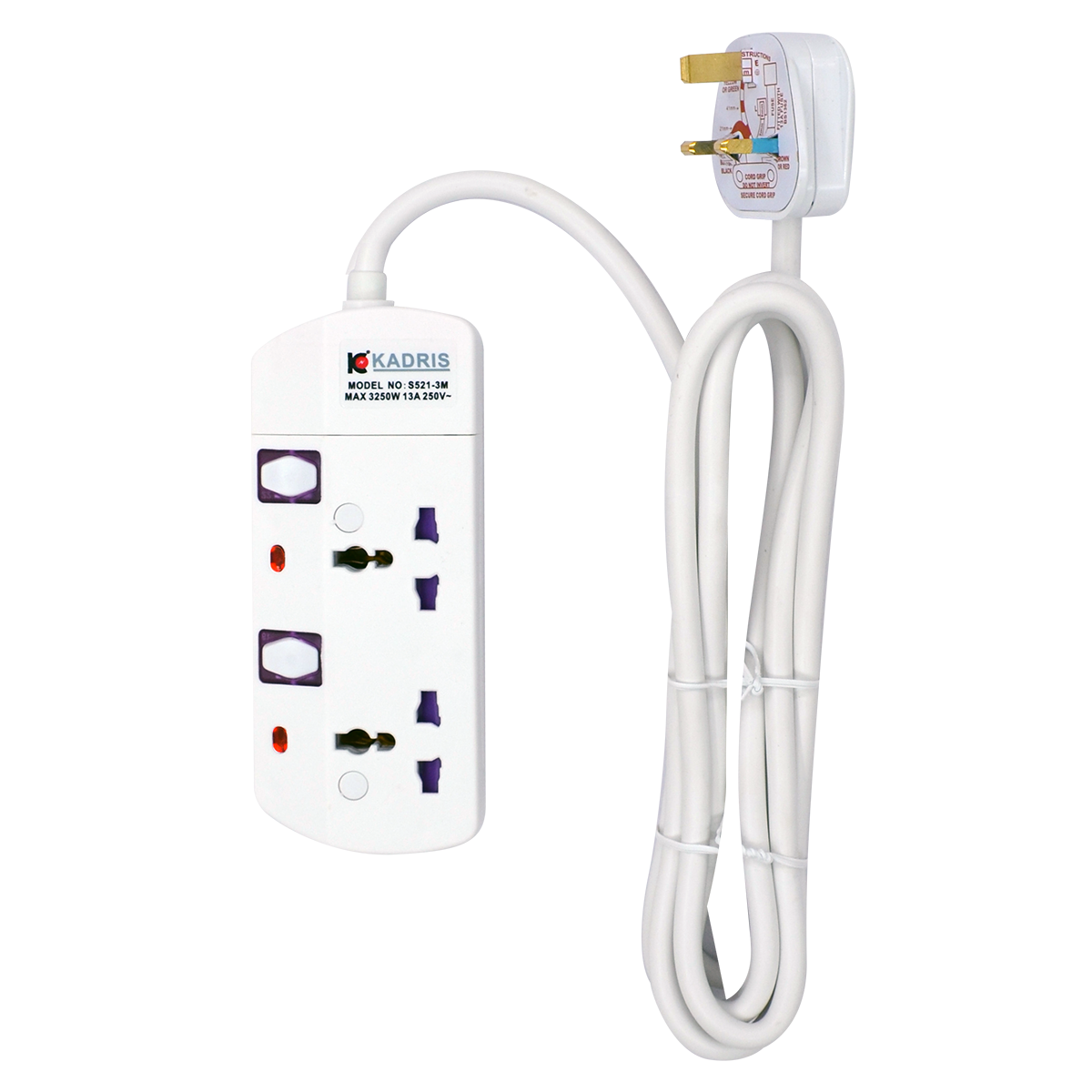 EX-1781 KADRIS 2 WAY EXTENSION SOCKET S 521- 3 METER