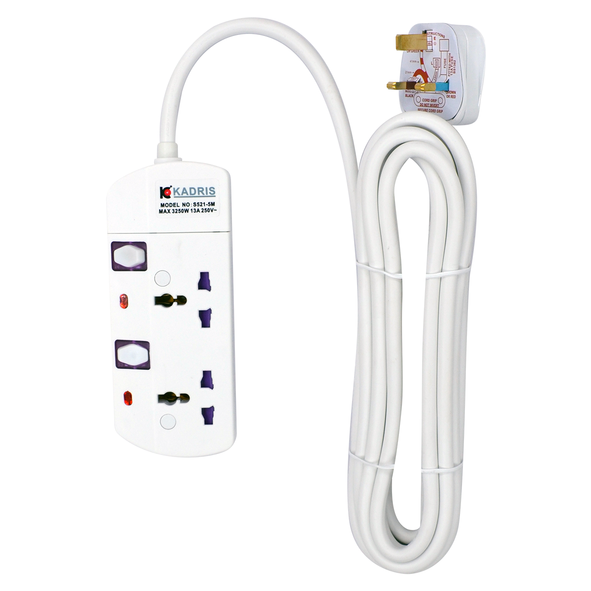 EX-1782 KADRIS 2 WAY EXTENSION SOCKET S 521- 5 METER