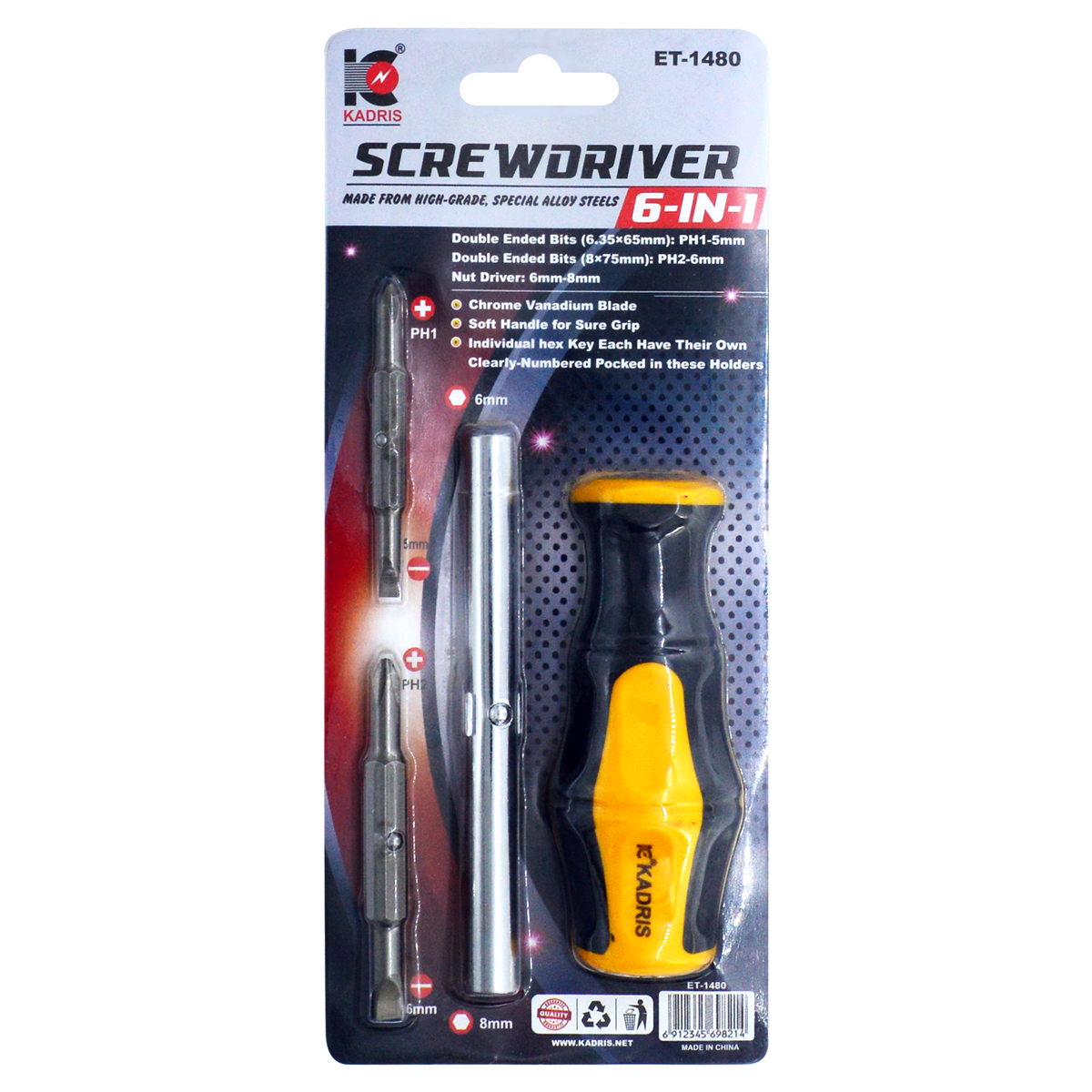 ET-1480 KADRIS 6 IN 1 SCREW DRIVER SET