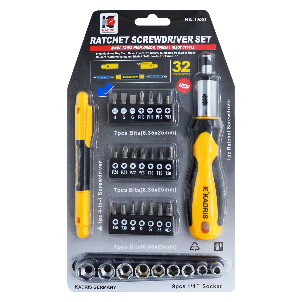 HA-1630 KADRIS 32PCS RATCHET SCREW DRIVER SET