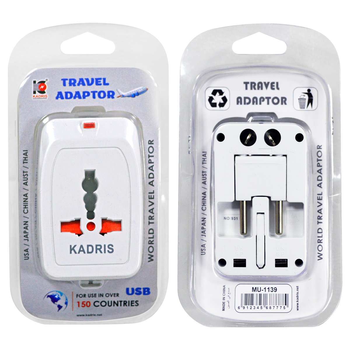 MU-1139 KADRIS UNIVERSAL ADAPTOR WITH USB -933L